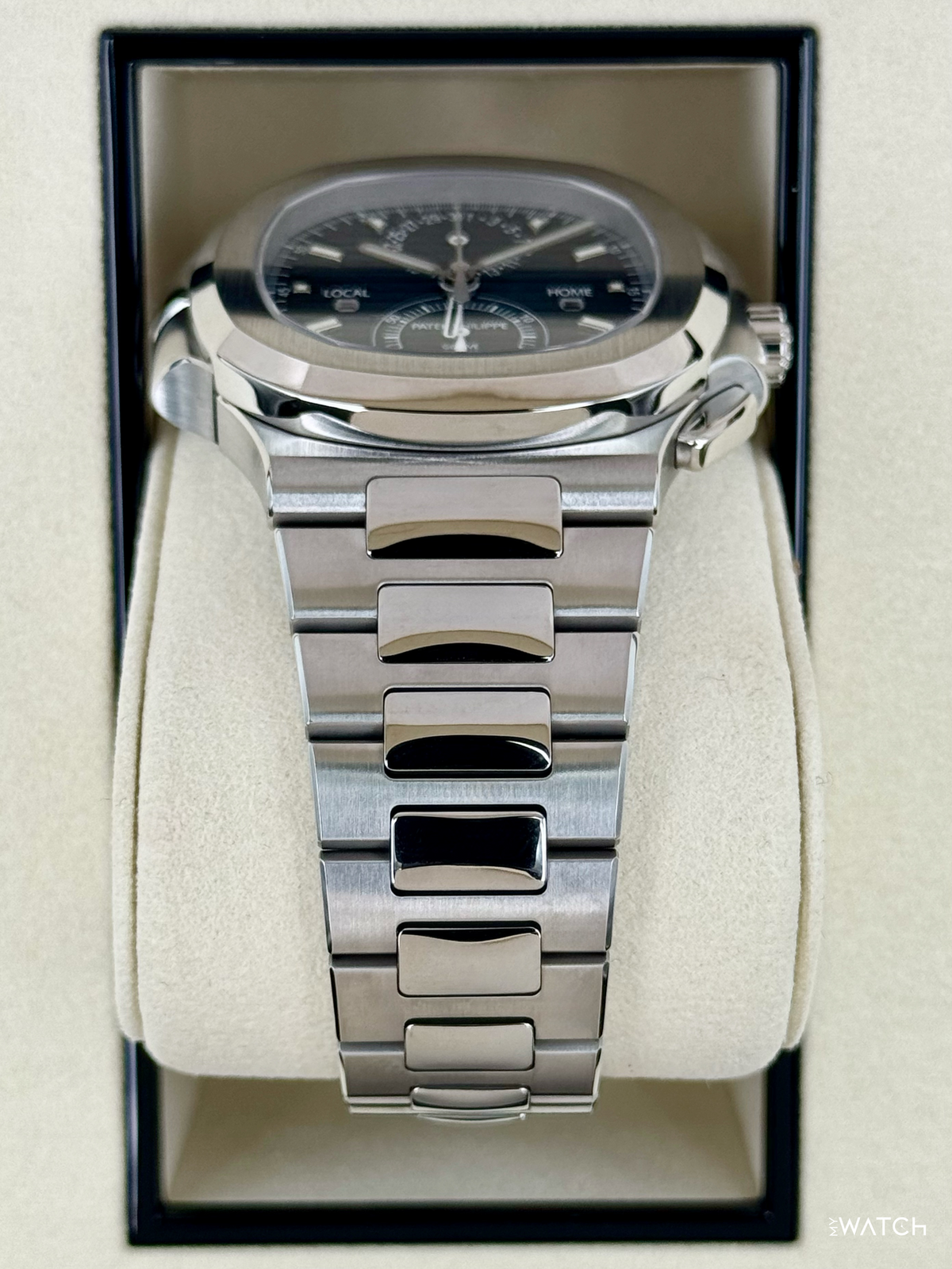 Patek Philippe Nautilus Travel Time Chrono 40.5mm 5990 Blue-Noir Dial – side view