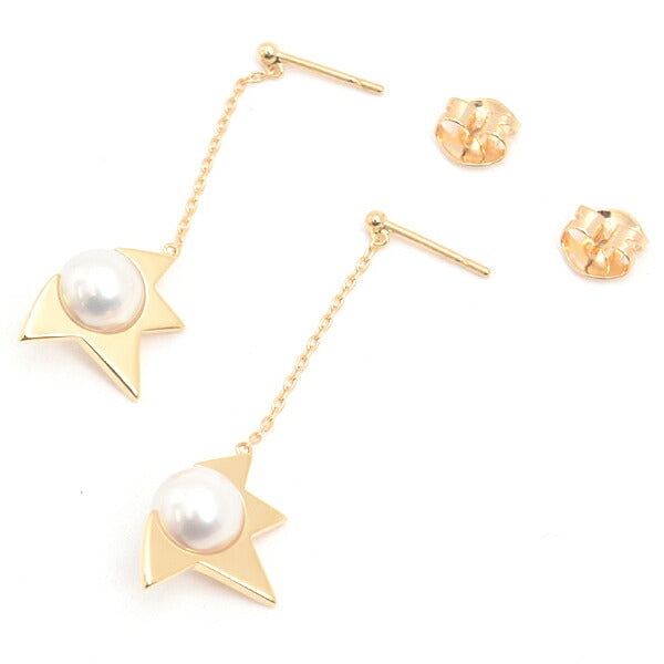 Tasaki Comet Plus 18K Yellow Gold Pearl Earrings – detail view