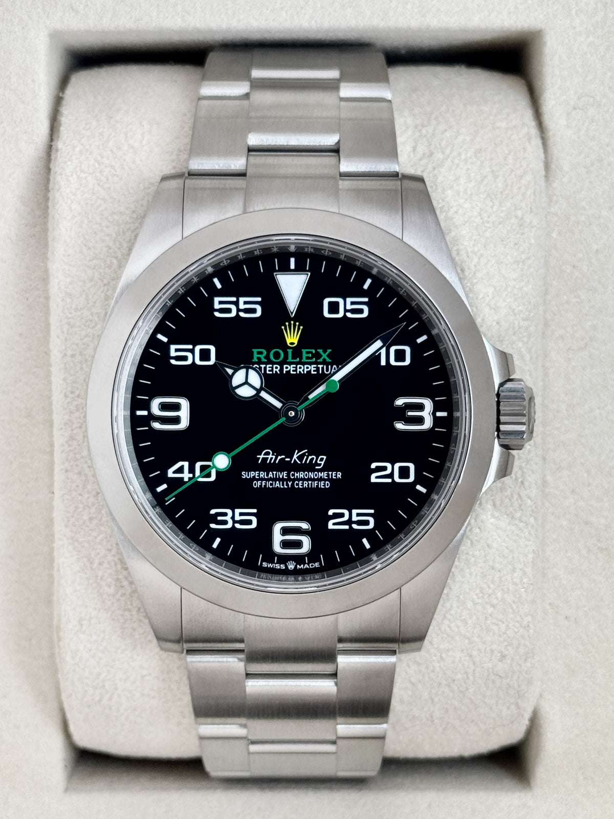 Rolex Air-King 40mm 126900 Stainless Steel Black Dial – front view