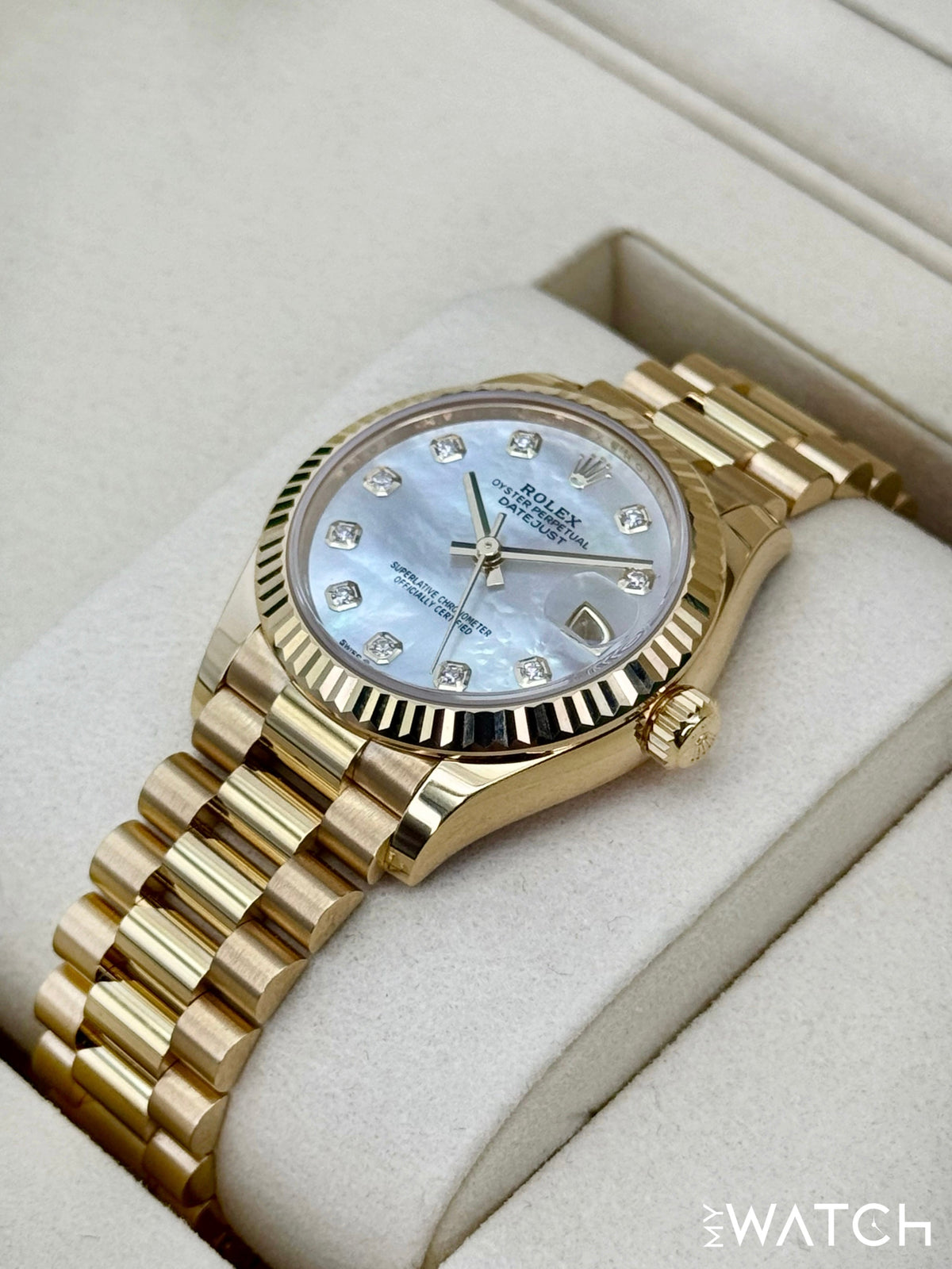 Rolex Datejust 31mm 278278 Yellow Gold Mother of Pearl Diamond Dial – case back