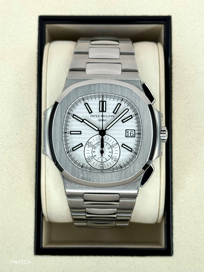 Patek Philippe Nautilus Chrono 40.5mm 5980/1A Stainless Steel White Dial – front view