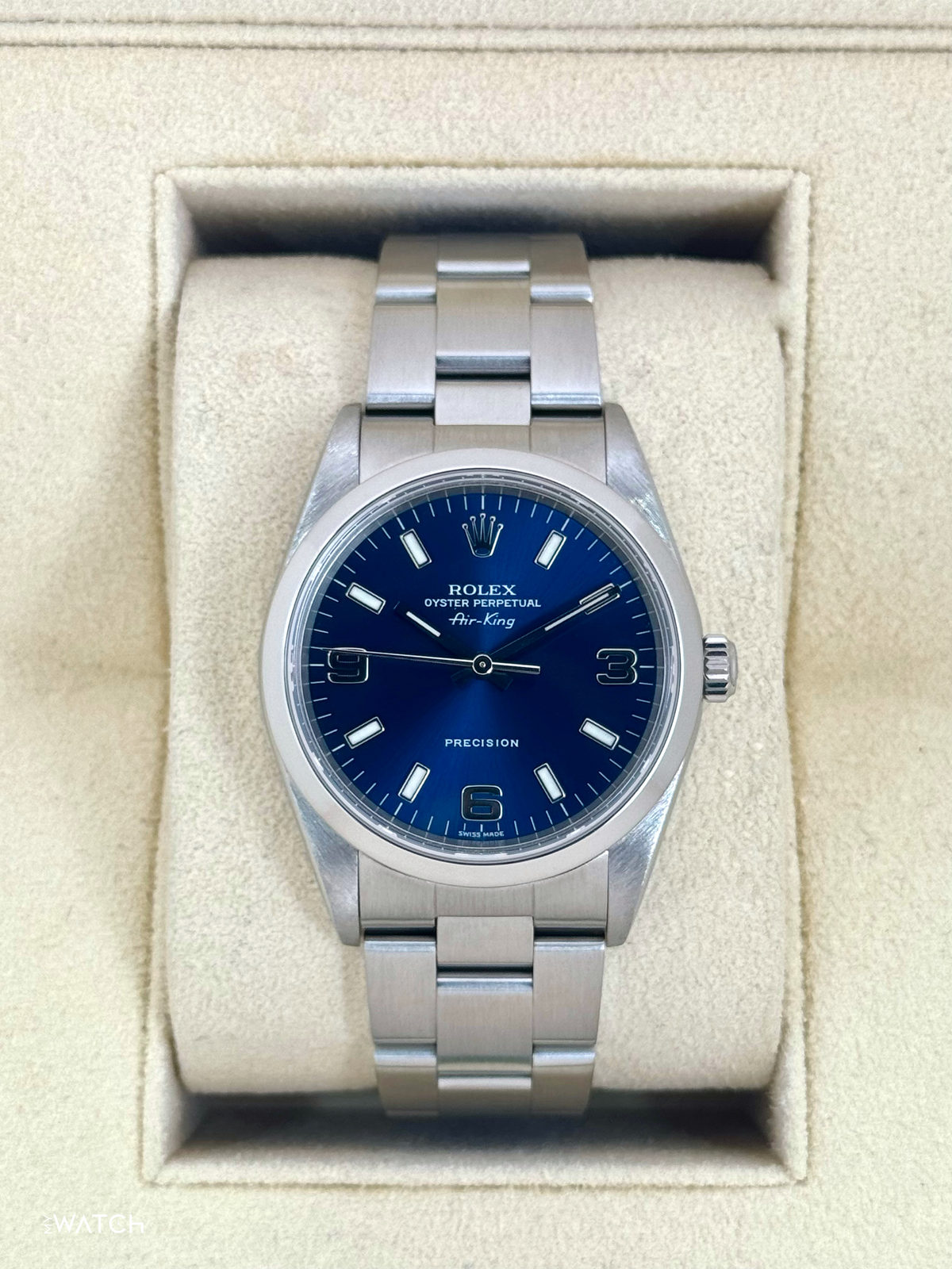 Rolex Air-King 34mm 14000M Stainless Steel Blue Dial – front view
