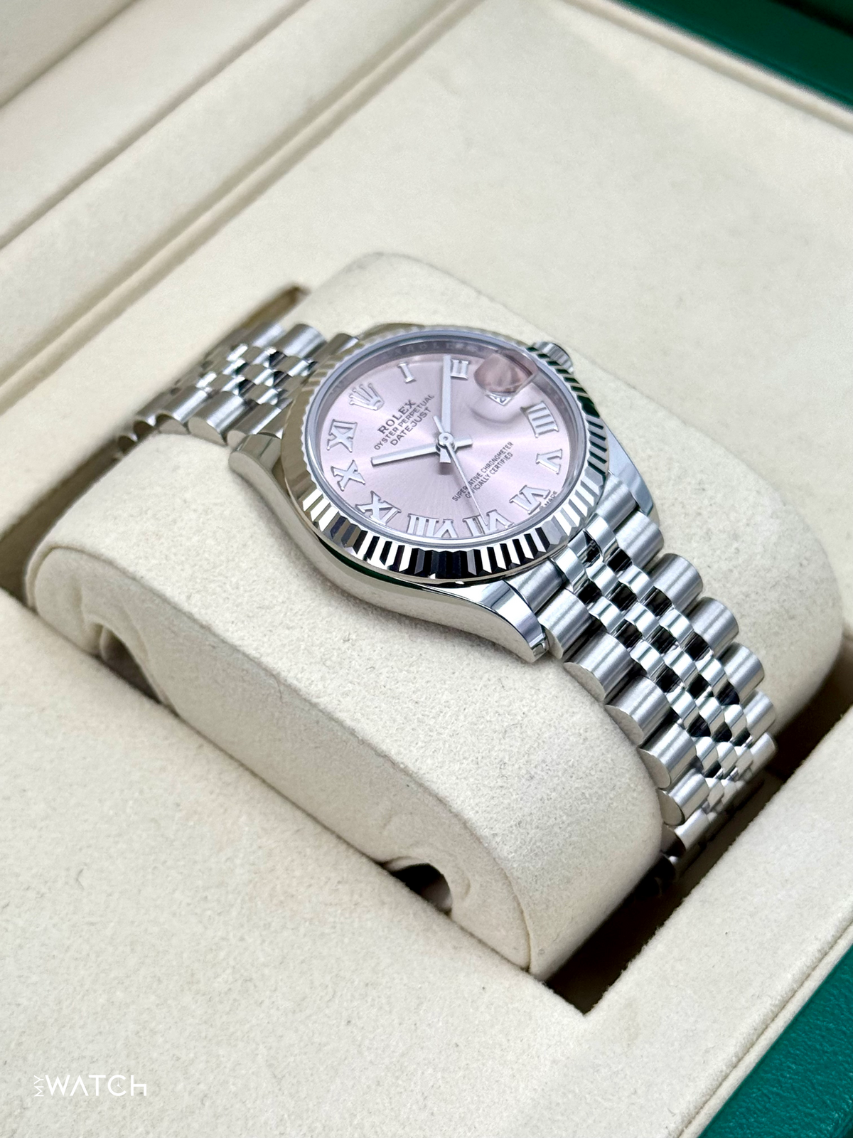 Rolex Lady Datejust 31mm 278274 Stainless Steel Jubilee Pink Roman Dial – on the wrist
