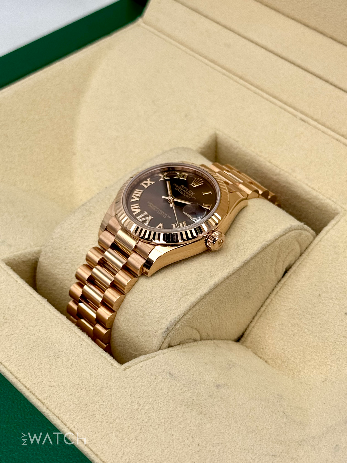 Rolex Datejust 31mm 278275 Rose Gold Chocolate Diamond Dial – case back