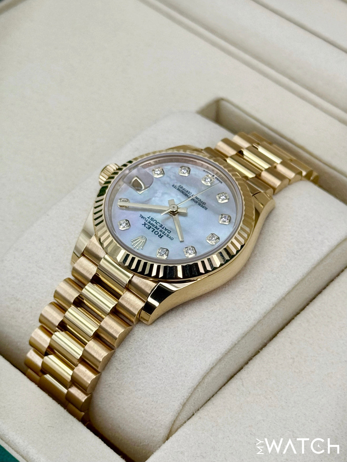 Rolex Datejust 31mm 278278 Yellow Gold Mother of Pearl Diamond Dial – box and papers
