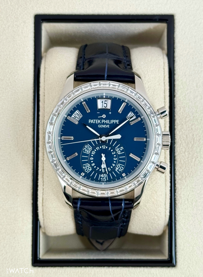 Patek Philippe Annual Calendar Chronograph 40.5mm 5961P Platinum Blue Dial – front view