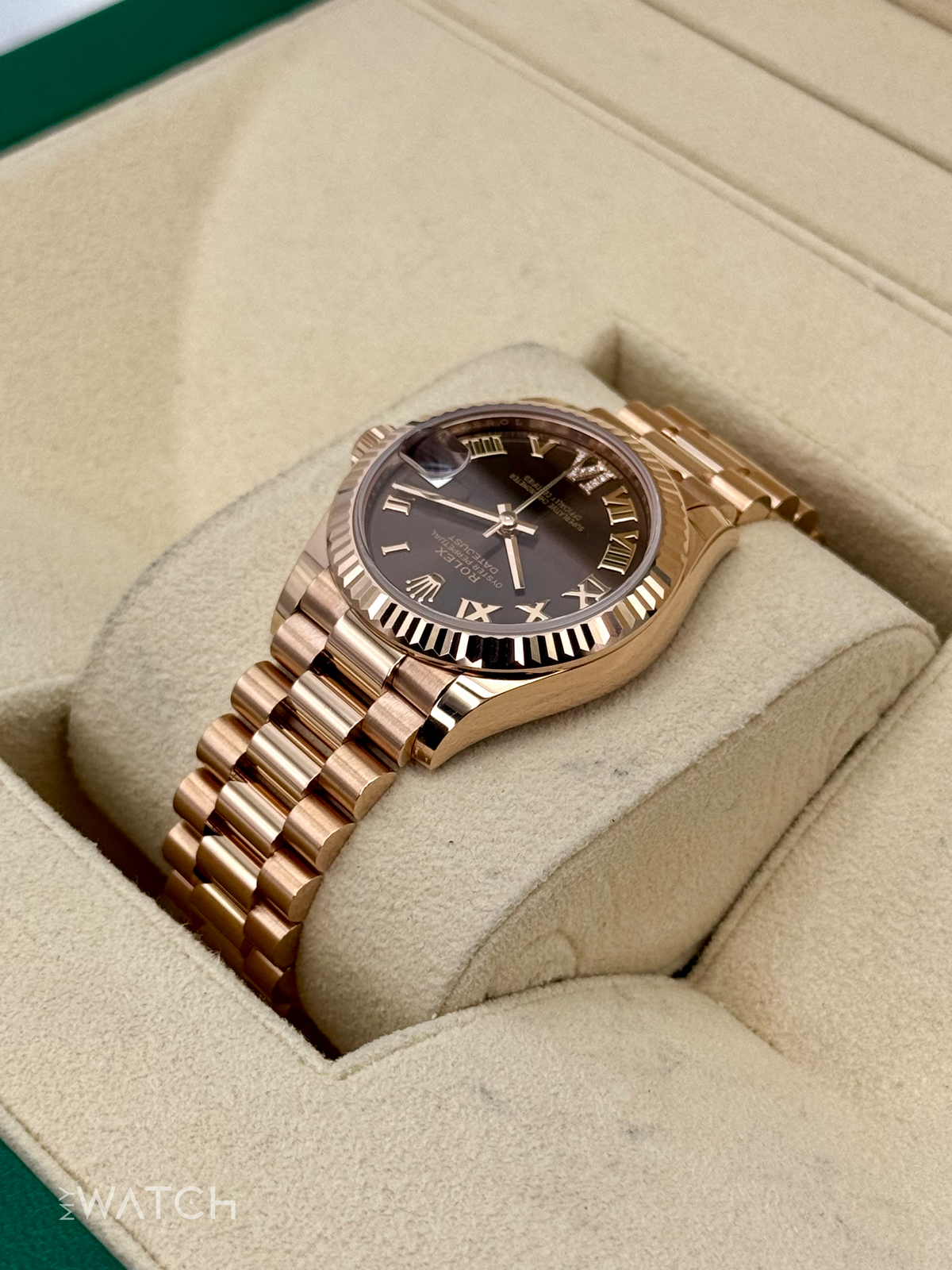 Rolex Datejust 31mm 278275 Rose Gold Chocolate Diamond Dial – box and papers