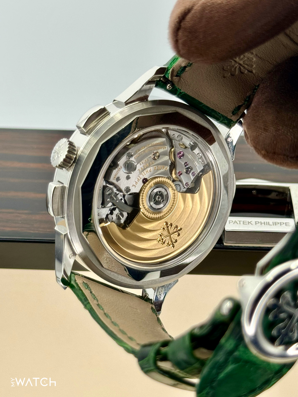 Patek Philippe 5930P World Time Flyback Chronograph Platinum Green Dial – image 9
