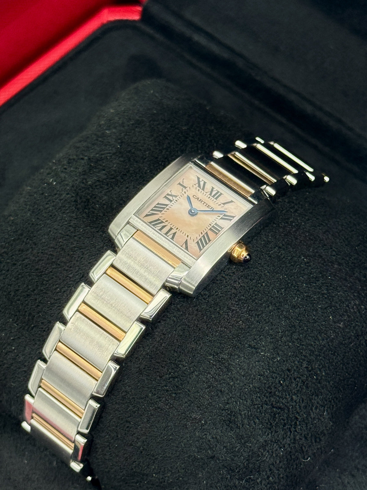 Cartier Tank Française 20mm W51027Q4 Two-Tone Mother of Pearl Dial – case back