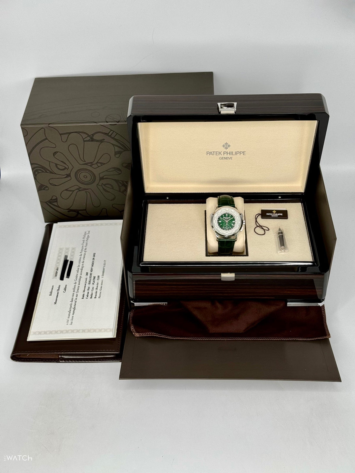 Patek Philippe 5930P World Time Flyback Chronograph Platinum Green Dial – image 11