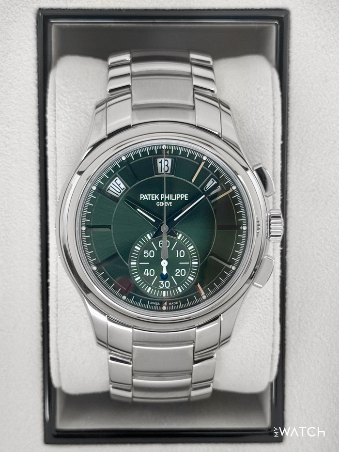 Patek Philippe Flyback Chronograph Annual Calendar 5905/1A Olive Green Dial – front view