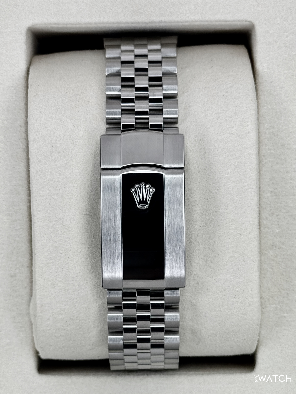 Rolex Datejust 41mm 126300 Stainless Steel Jubilee Green Dial – dial close-up