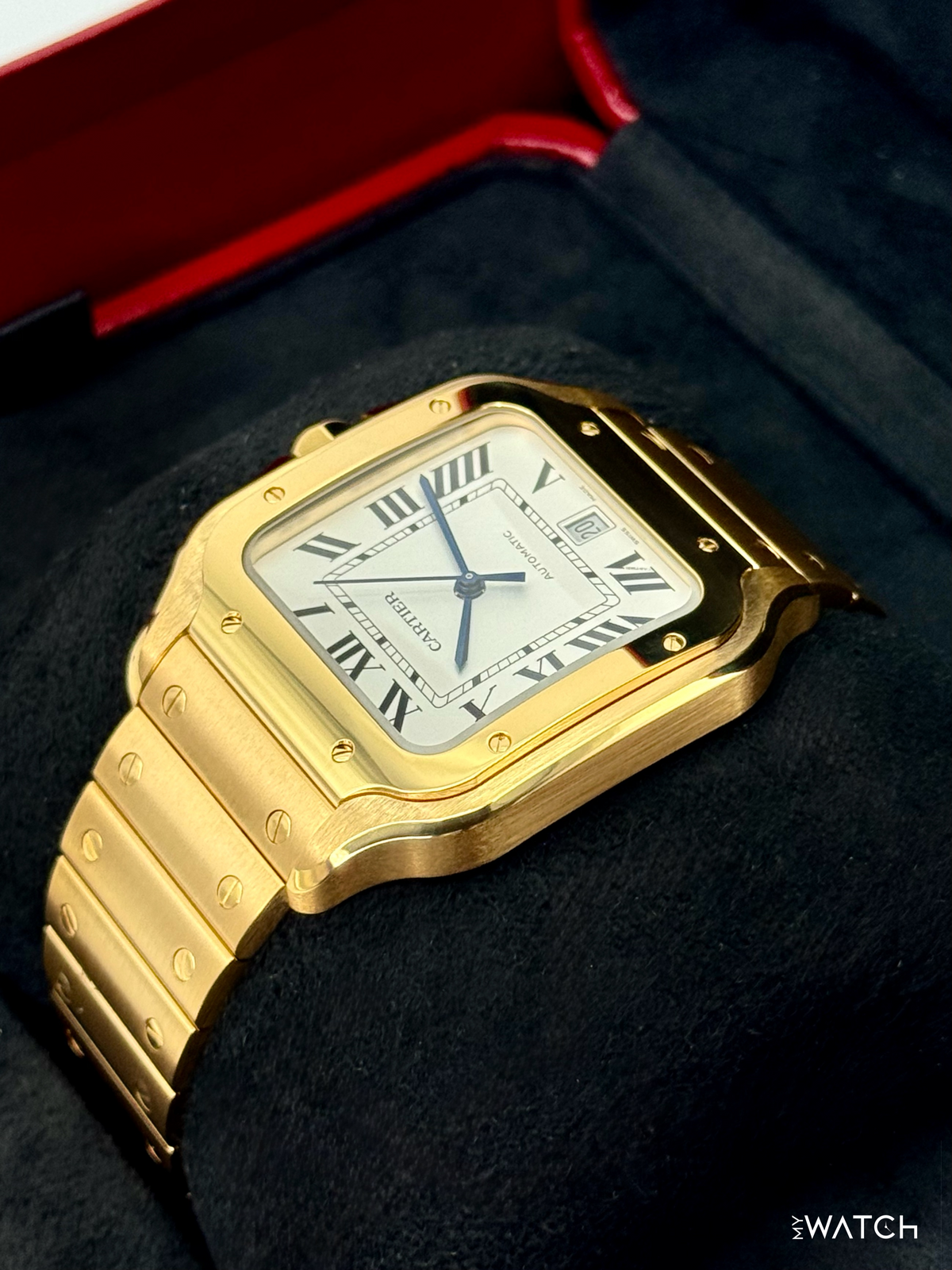 Santos de Cartier 39.8mm WGSA0029 Yellow Gold White Dial – box and papers