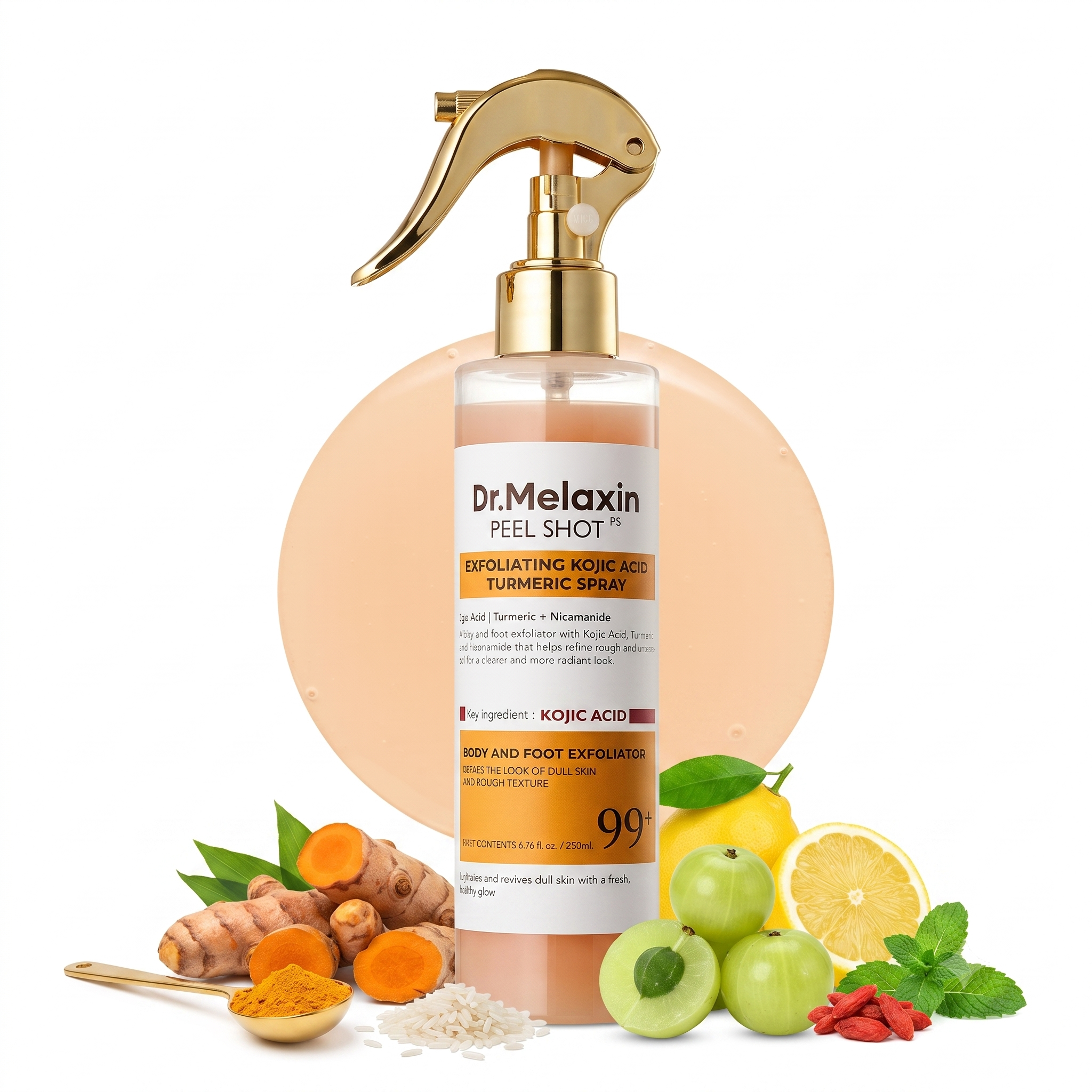 Dr Melaxin Peel Shot Kojic Acid Turmeric Body Exfoliator Spray