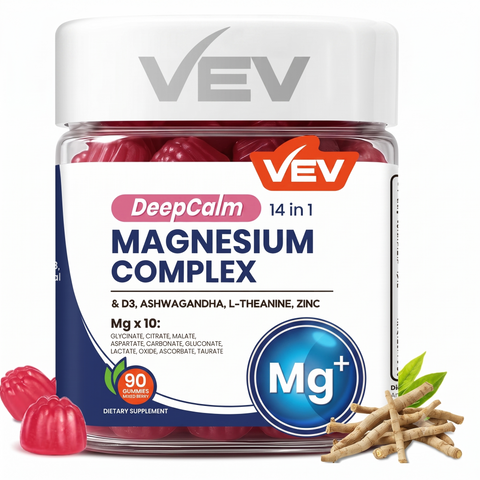 VEV Magnesium Citrate Glycinate Gummies with D3 90 Count