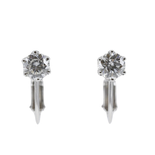 14K White Gold Diamond Earrings 2.2g – front view
