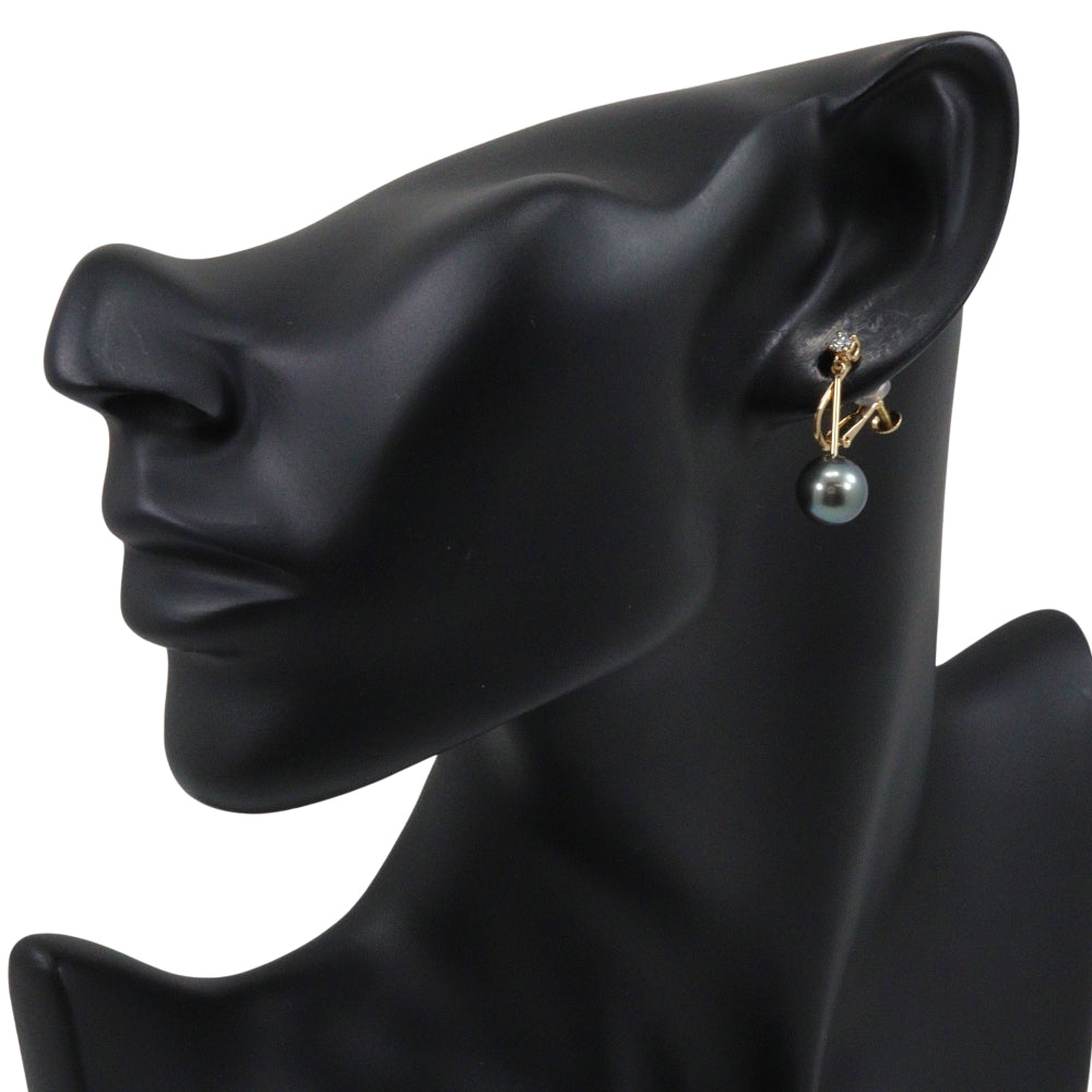 Tasaki 18K Yellow Gold Diamond Pearl Earrings – detail view