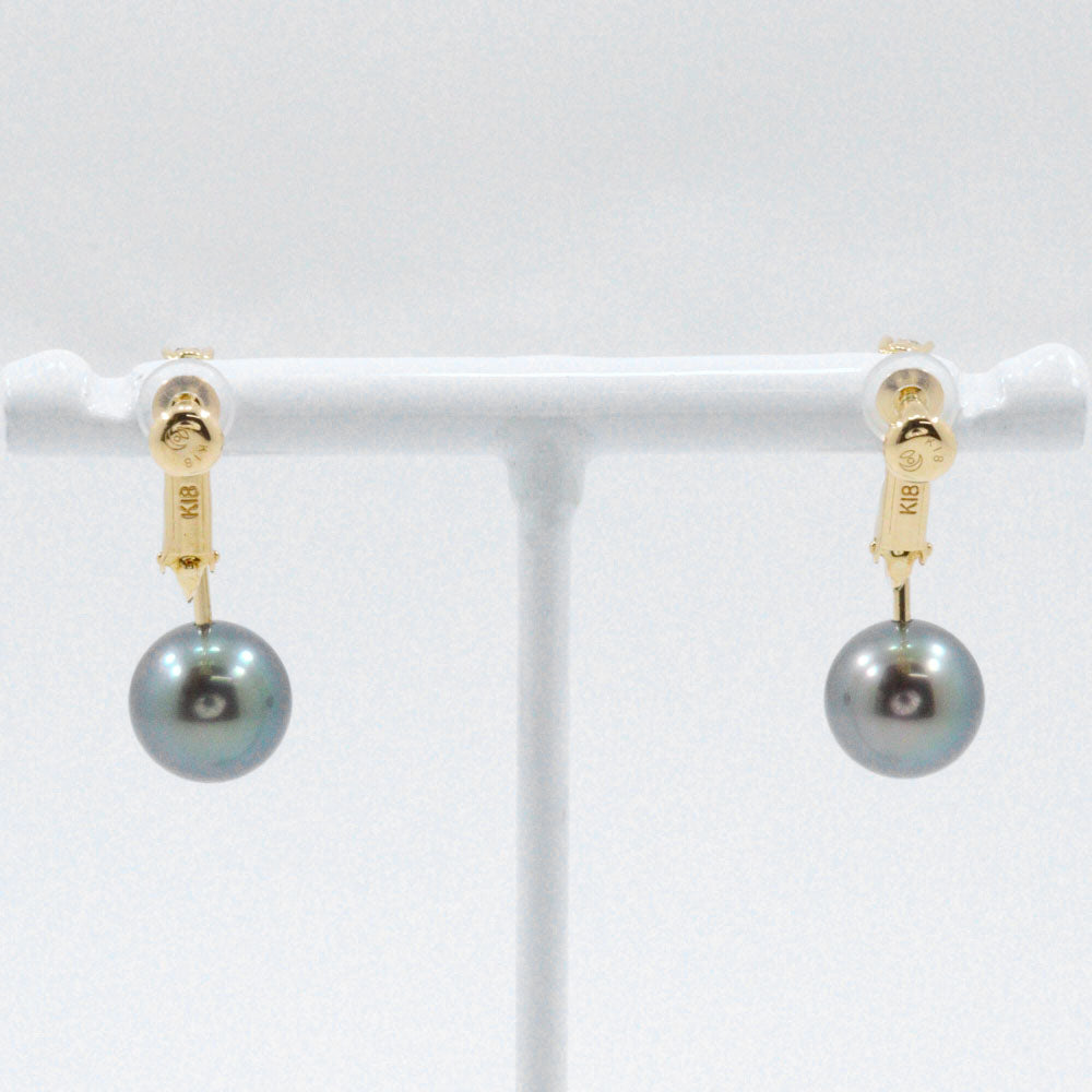 Tasaki 18K Yellow Gold Diamond Pearl Earrings – side view