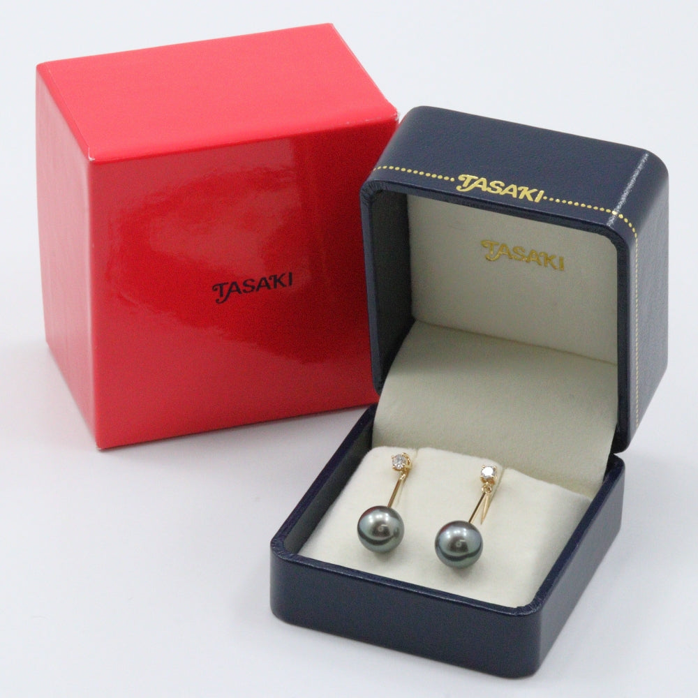 Tasaki 18K Yellow Gold Diamond Pearl Earrings – image 9