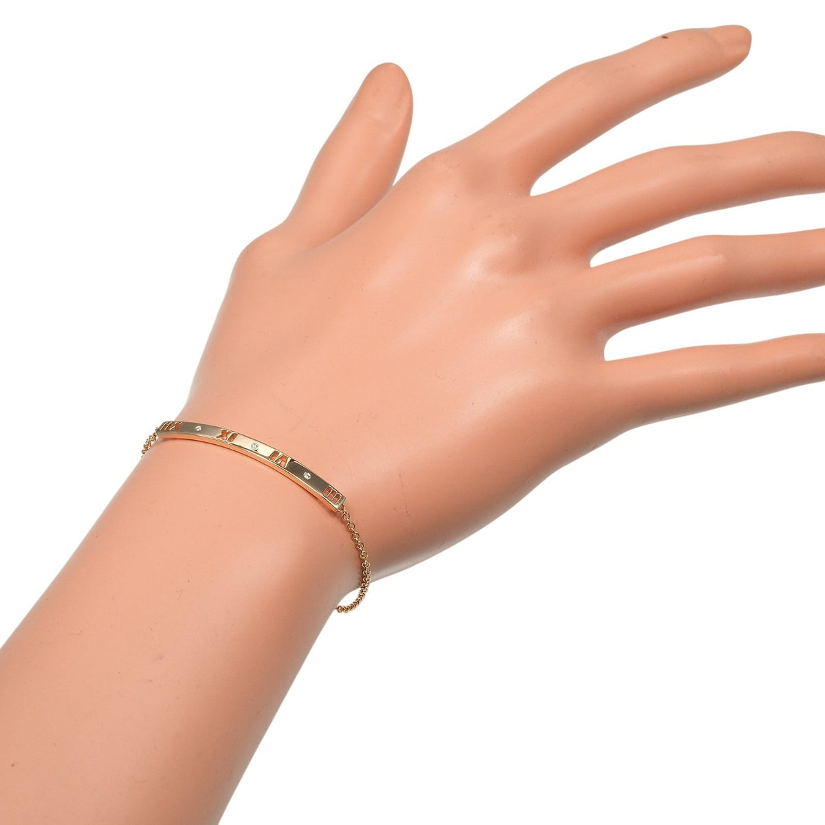 Tiffany & Co. Atlas Bar 18K Rose Gold Diamond Bracelet – detail view