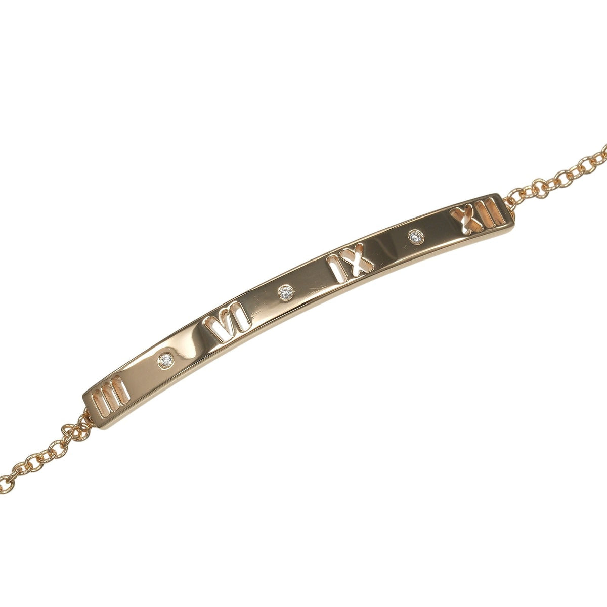 Tiffany & Co. Atlas Bar 18K Rose Gold Diamond Bracelet – side view