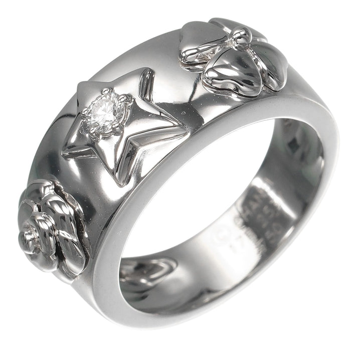 Chanel Three Symbols 18K White Gold Diamond Ring – front view