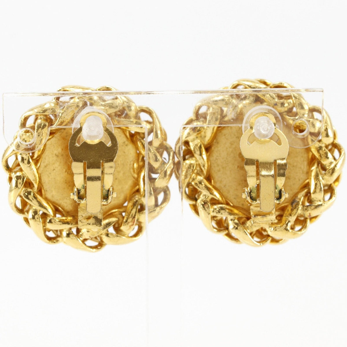 Chanel Coco Mark Logo Gold-Plated Earrings – side view