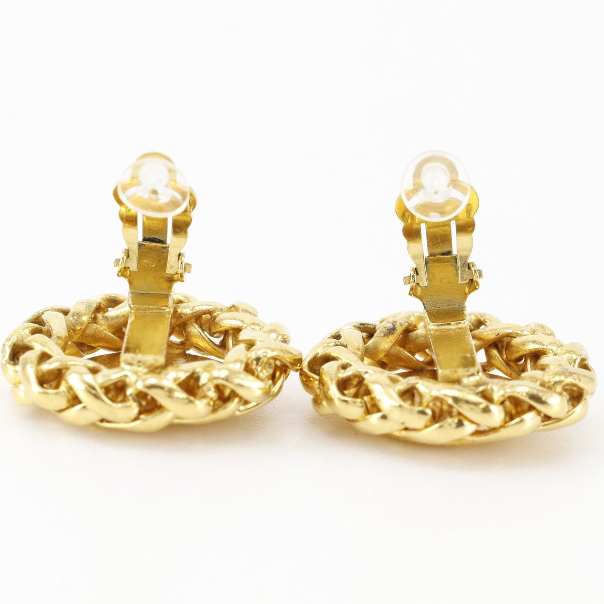 Chanel Coco Mark Logo Gold-Plated Earrings – back and fastening