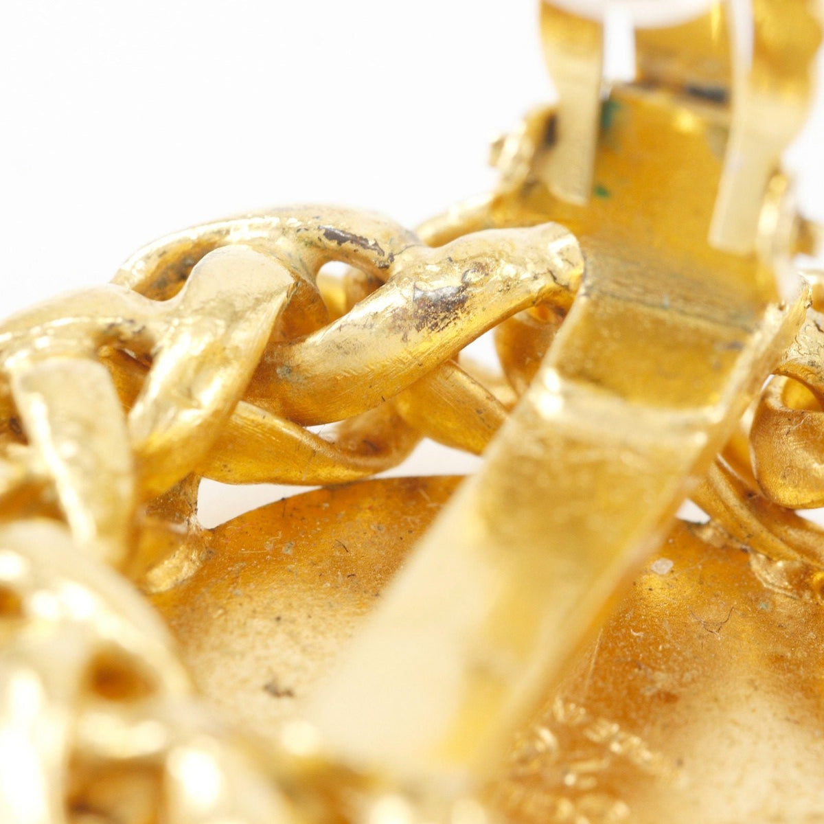 Chanel Coco Mark Logo Gold-Plated Earrings – close-up