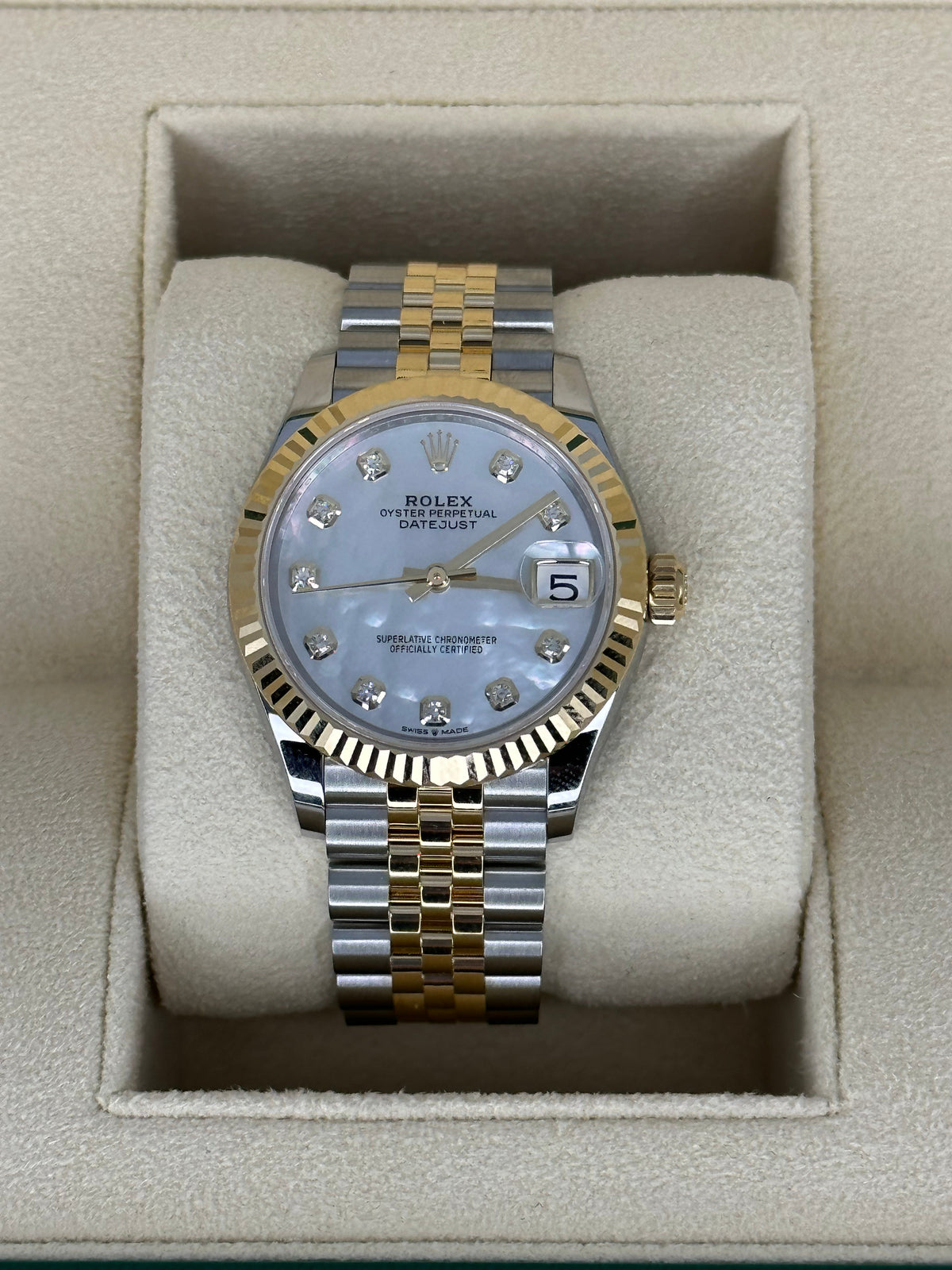 Rolex Datejust 31mm 278273 Two-Tone Jubilee Mother of Pearl Diamond Dial – front view