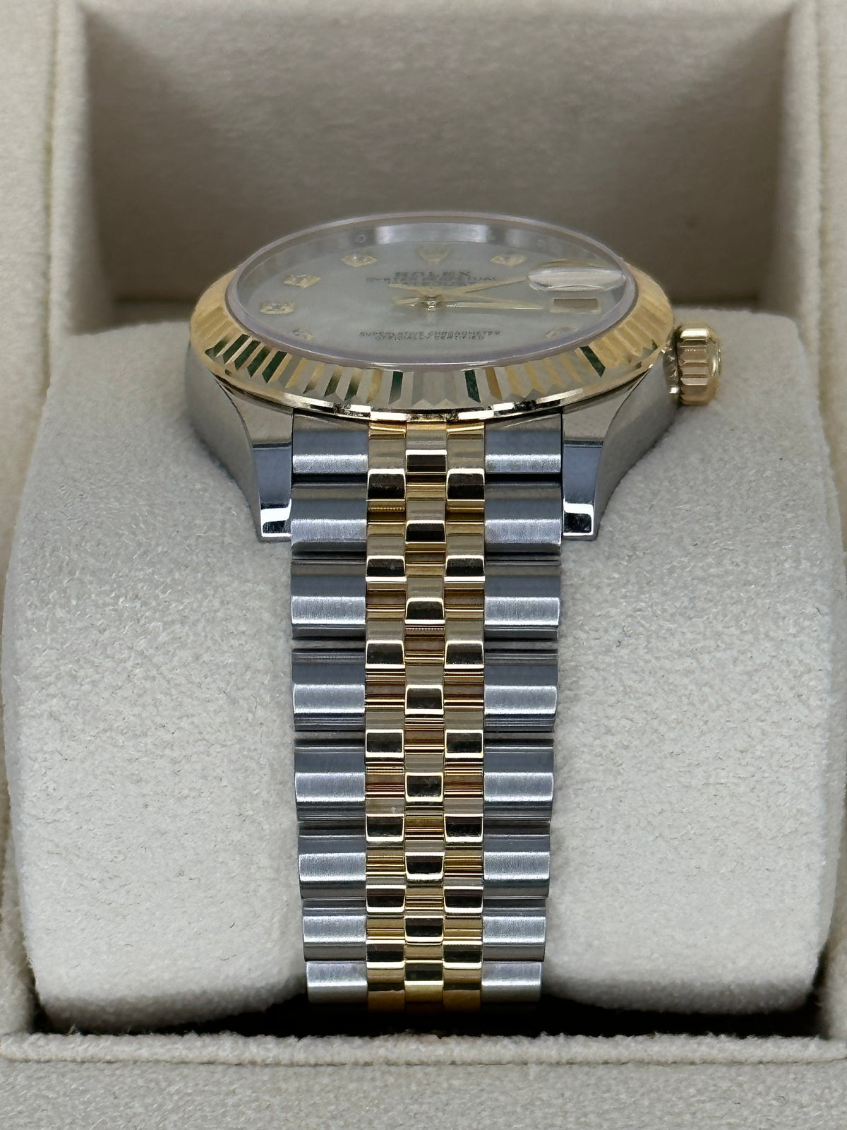 Rolex Datejust 31mm 278273 Two-Tone Jubilee Mother of Pearl Diamond Dial – side view