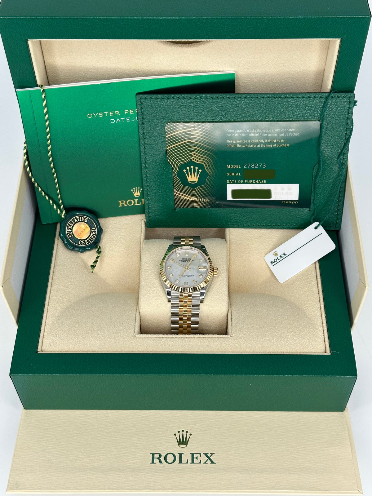 Rolex Datejust 31mm 278273 Two-Tone Jubilee Mother of Pearl Diamond Dial – image 11