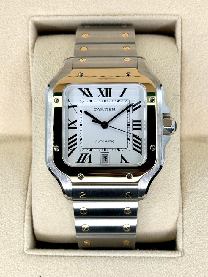 Santos de Cartier 39.8mm W2SA0009 Two-Tone White Dial – front view