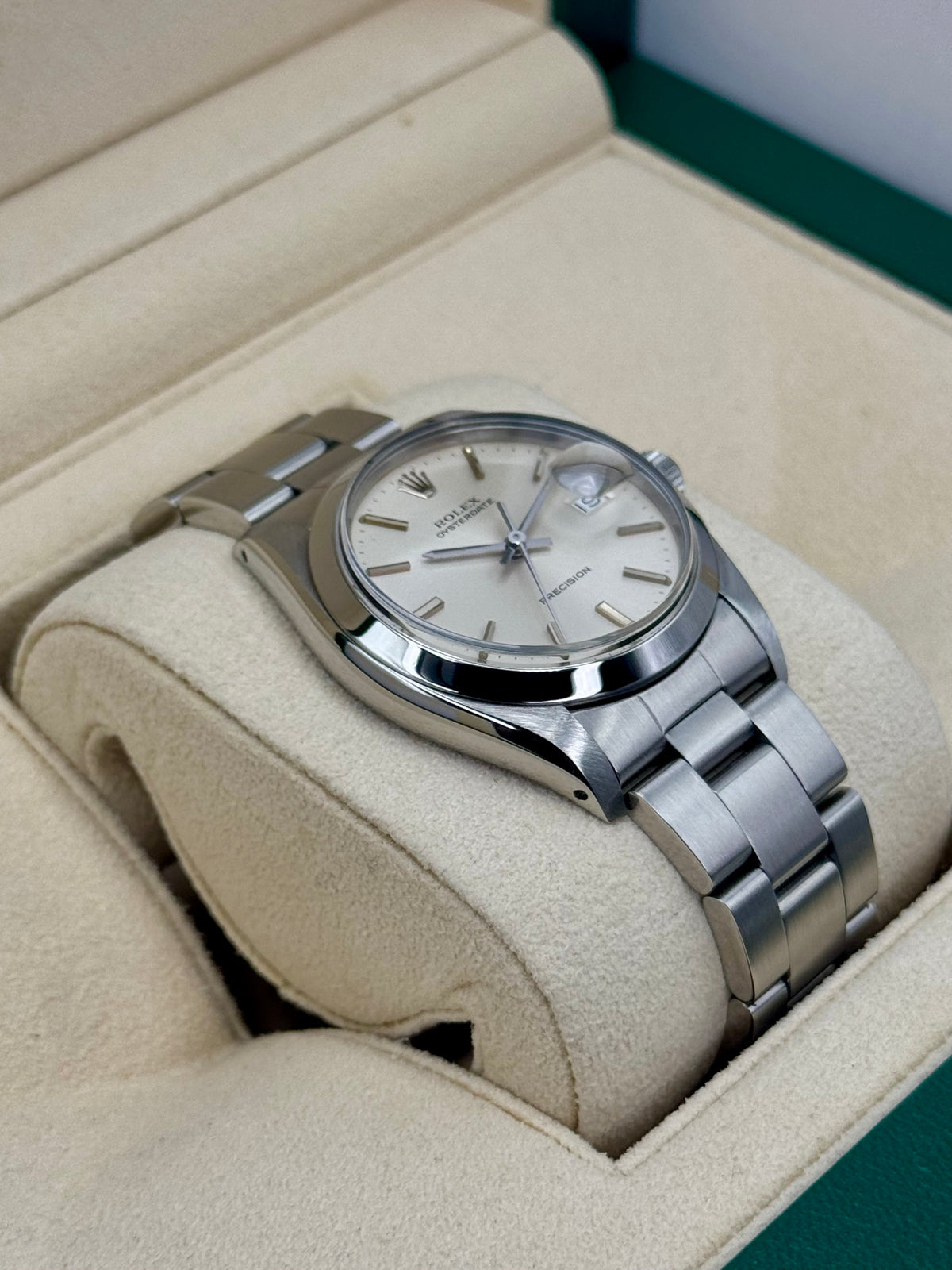 Rolex Oyster Date 34mm 6694 Stainless Steel Silver Dial – on the wrist