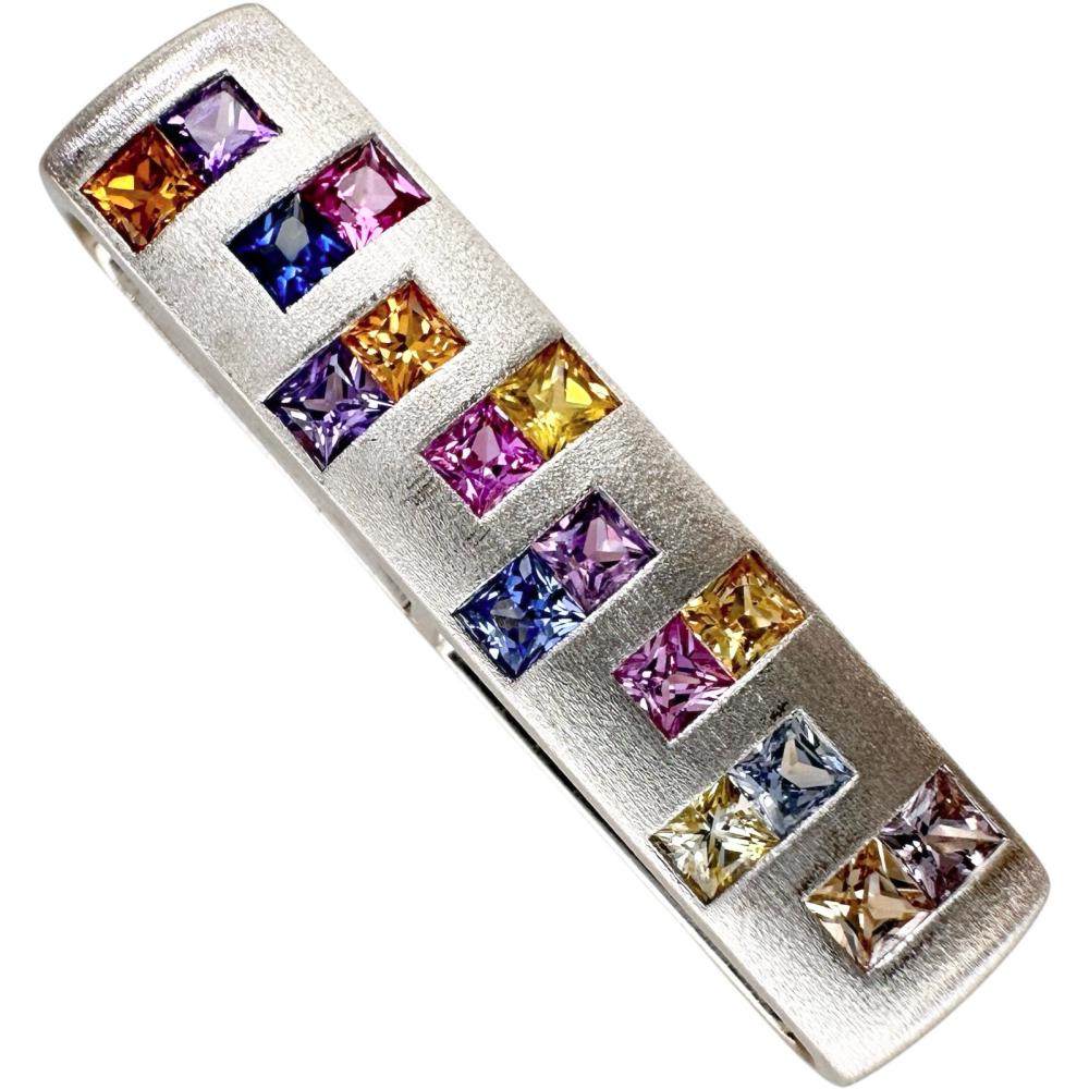 Jeunet Multicolor 18K White Gold Sapphire Spinel Pendant – pendant detail