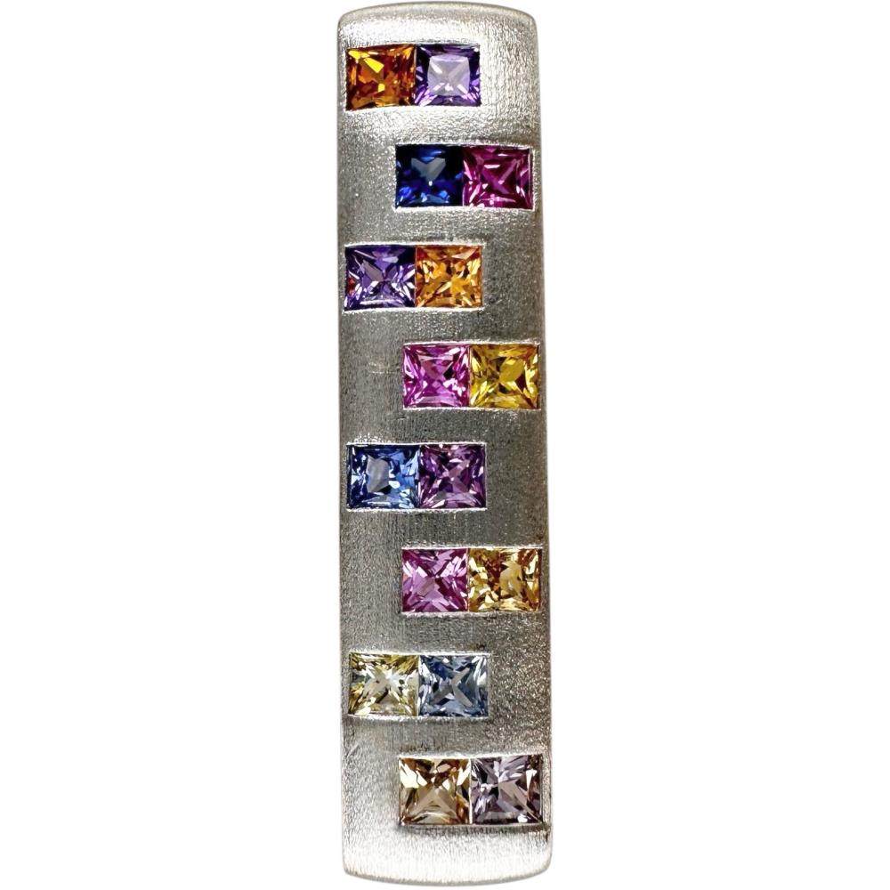 Jeunet Multicolor 18K White Gold Sapphire Spinel Pendant – clasp detail