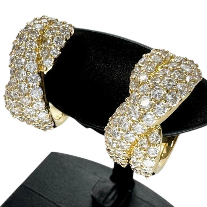 18K Yellow Gold Diamond Earrings – front view