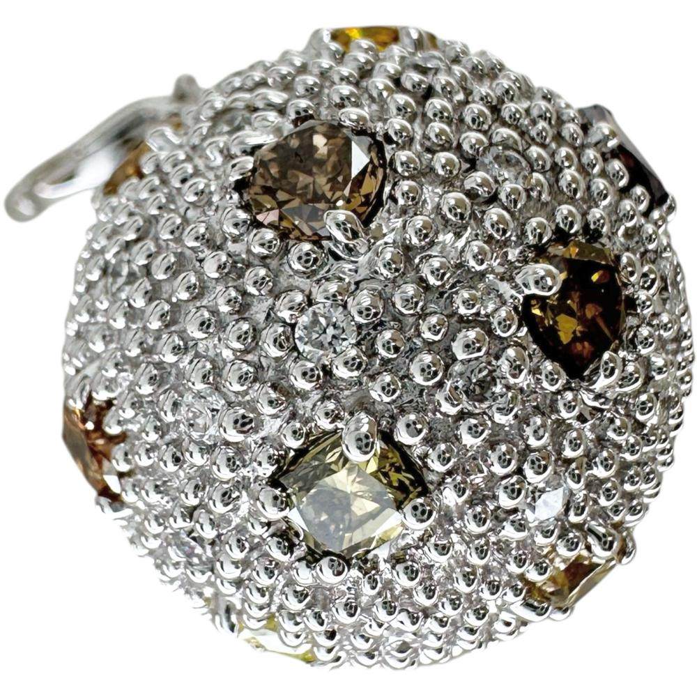 18K White Gold Sphere Motif Multi Color Diamond Pendant – pendant detail