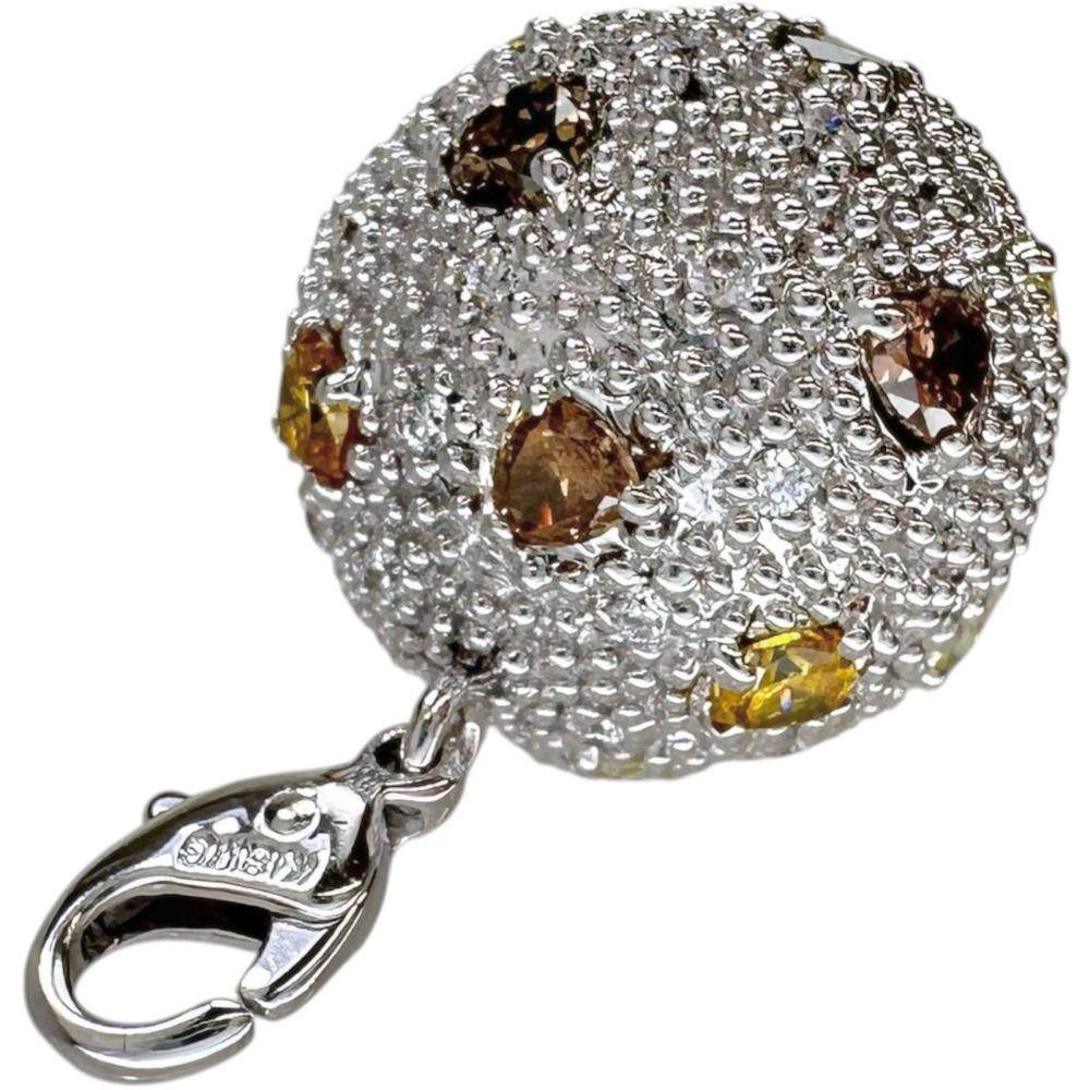 18K White Gold Sphere Motif Multi Color Diamond Pendant – full length