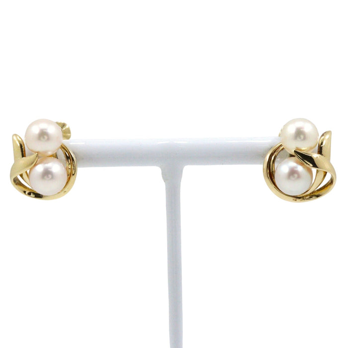 Mikimoto 14K Yellow Gold Pearl Clip-On Earrings – front view