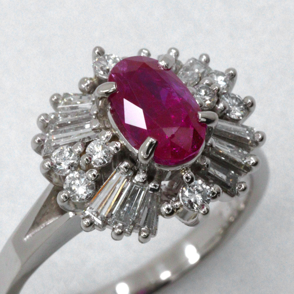 Platinum Diamond Ruby Ring 6.7g – alternate view