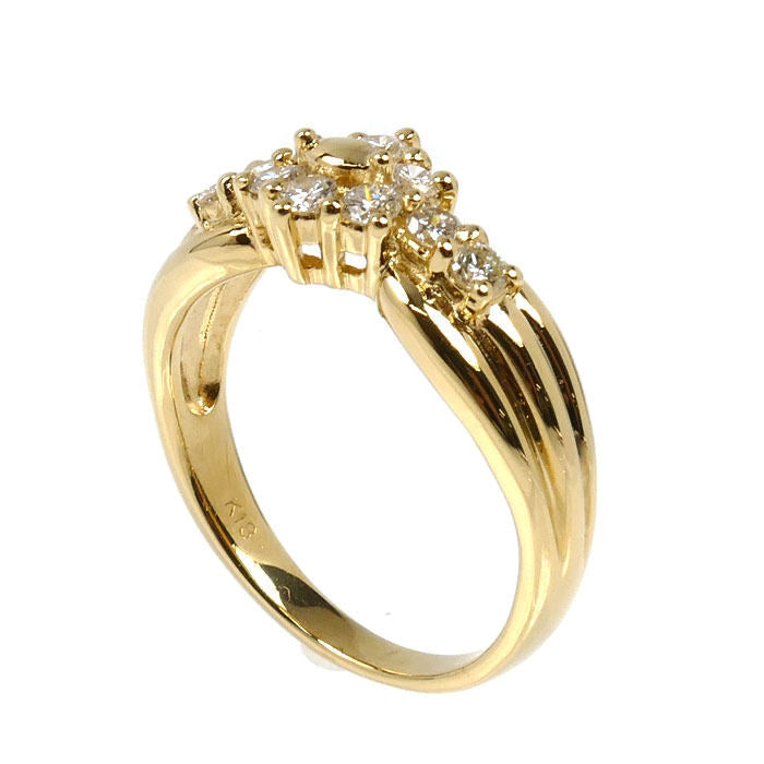 18K Yellow Gold Diamond Ring – side view