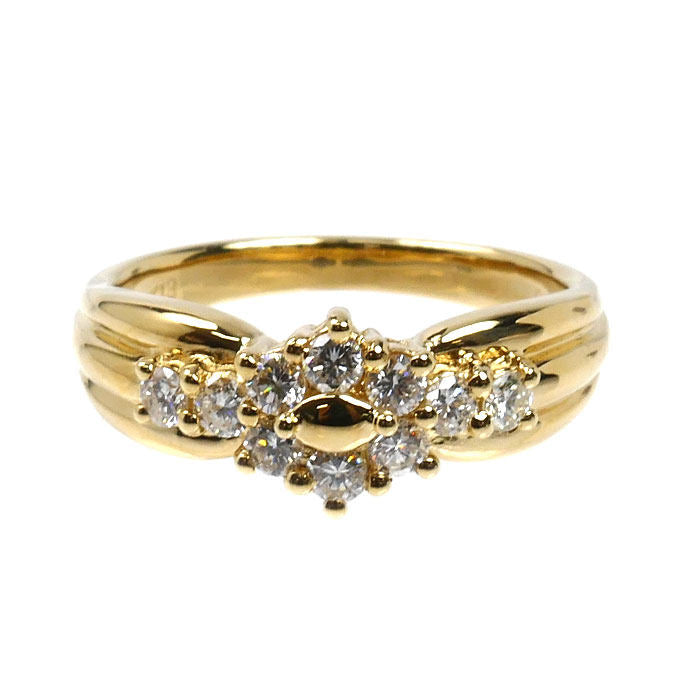 18K Yellow Gold Diamond Ring – top view
