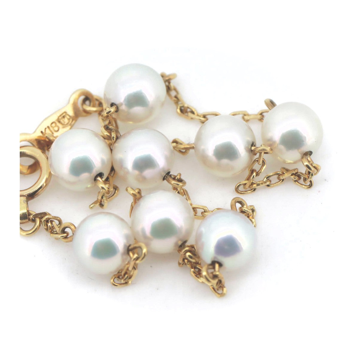 Mikimoto 18K Yellow Gold Pearl Bracelet – clasp detail