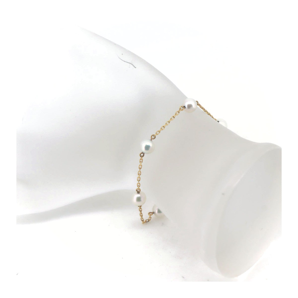 Mikimoto 18K Yellow Gold Pearl Bracelet – on the wrist