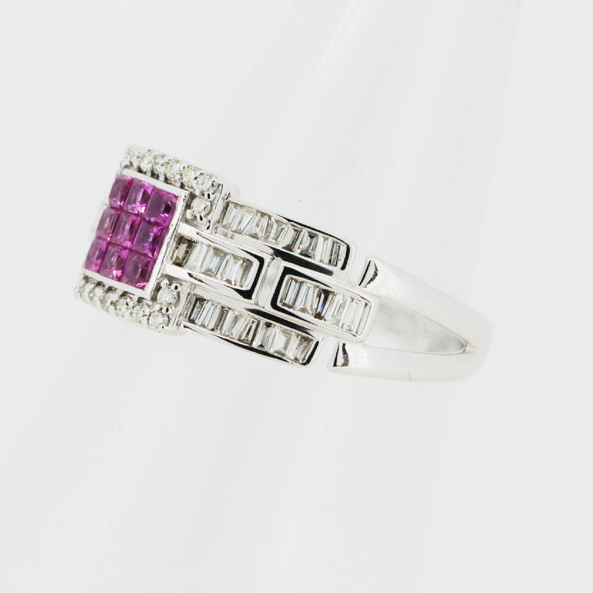 GSTV 18K White Gold Diamond Ruby Ring – top view