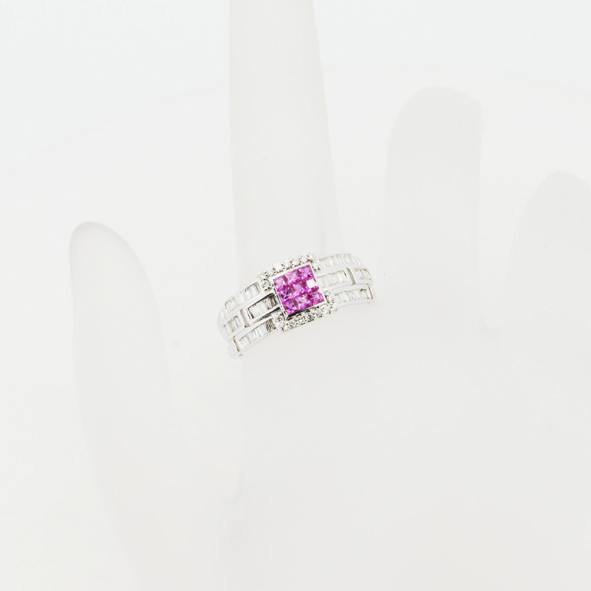 GSTV 18K White Gold Diamond Ruby Ring – close-up