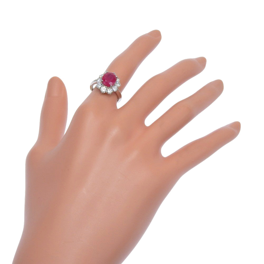 Platinum Diamond Ruby Ring 7.4g – side view