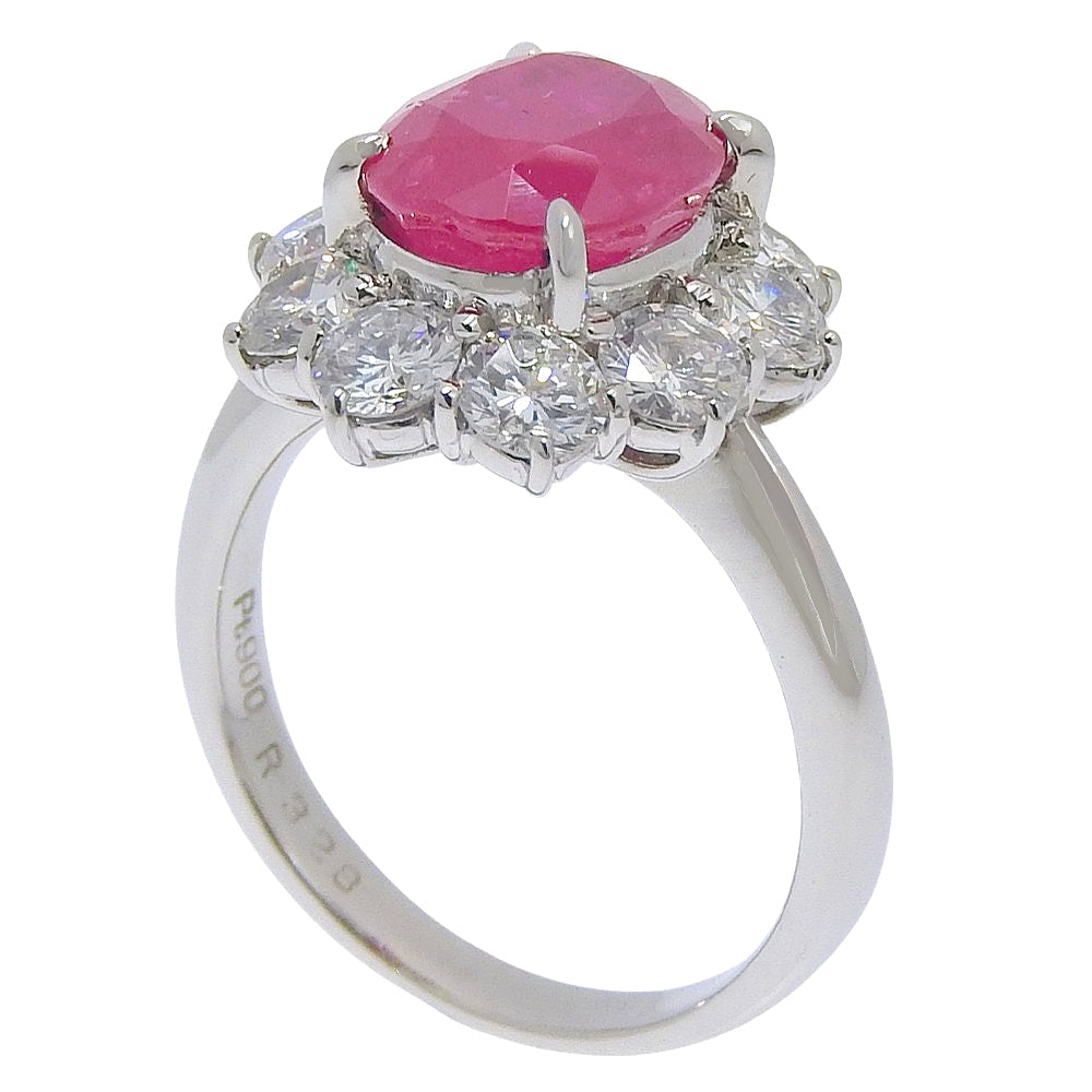 Platinum Diamond Ruby Ring 7.4g – top view