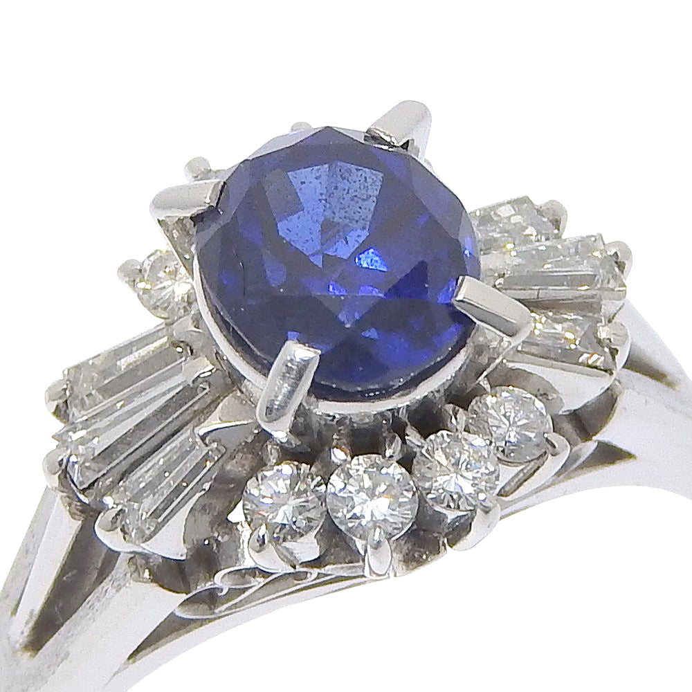 Platinum Diamond Sapphire Ring 6.5g – inside band